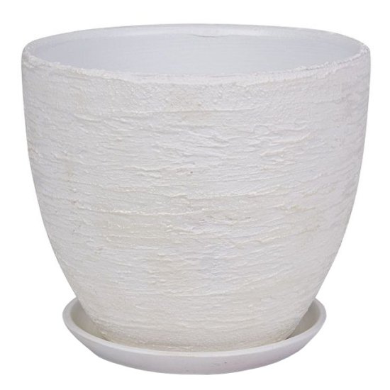 Горшок керамический с поддоном Лофт 5л d22см h19,5см высокий овал белый