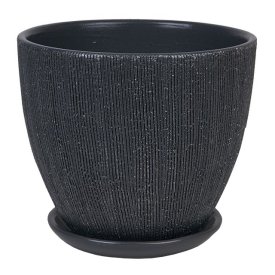 Горшок керамический с поддоном Меланж 8,3л d26см h23,5см высокий овал графит
