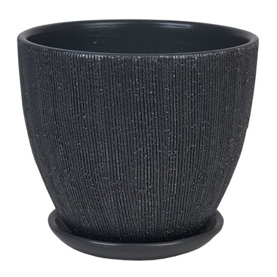 Горшок керамический с поддоном Меланж 8,3л d26см h23,5см высокий овал графит