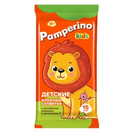 Салфетки влажные PAMPERINO Kids Ромашка и Витамин Е 15шт детские