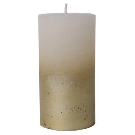 Свеча-столбик HOME INTERIORS Рустик 6х11см 25ч/г белый-золото без аромата