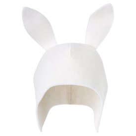 Шапка для бани Заяц с ушами войлок белый