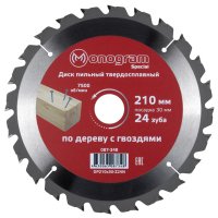 Диск пильный MONOGRAM Special по дереву 210х30мм 24 зуба