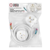 Разъем DORI для электроплит РШ-ВШ 32А 220В 2P+PE открытый с кабелем  1м белый