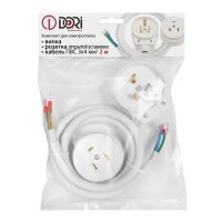 Разъем DORI для электроплит РШ-ВШ 32А 220В 2P+PE открытый с кабелем 2м белый