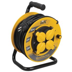 Удлинитель на катушке IEK Industrial plus 4 гнезда 30м 3х1,5мм2 IP44 желтый