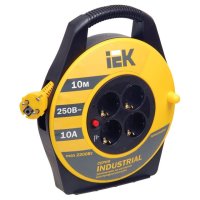 Удлинитель на катушке IEK Industrial plus 4 места 10м 3х1,0мм2 желтый