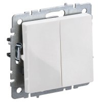 Переключатель 2-клавишный IEK BRITE проходной 10А белый