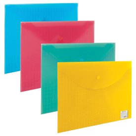 Папка-конверт на кнопке BRAUBERG My Clear Bag А4 150мкм микс цвета/прозрачный полипропилен