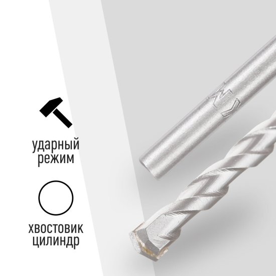 Сверло по бетону спиральное КМ 8х120 мм (815749)