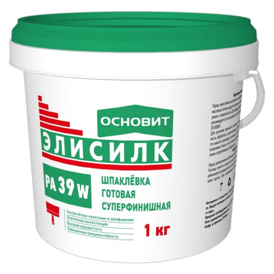 Шпатлевка готовая ОСНОВИТ Элисилк РА39W суперфинишная 1кг, арт.86654