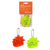 Брелок светоотражающий Фликер на цепочке 2 шт оранжевый/зеленый