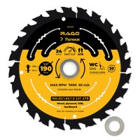 Диск пильный RAGE Furious Fast cut по дереву 190х30/20/16мм 24 зуба