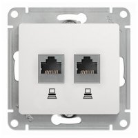 Розетка компьютерная 2 поста SYSTEME ELECTRIC Glossa RJ45 + RJ45 белый