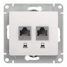 Розетка компьютерная 2 поста SYSTEME ELECTRIC Glossa RJ45 + RJ45 белый