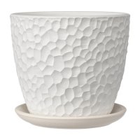 Горшок бетонный с поддоном манго белый бутон 2,15 л