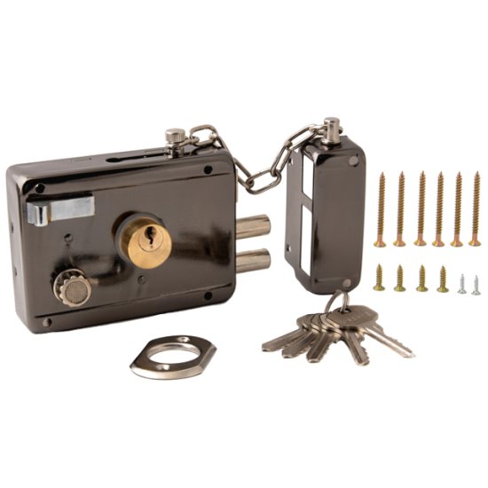 Замок накладной APECS 0097-BN ключ/ключ 2 ригеля черный никель задвижка цепочка