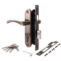 Ручка дверная с замком AVERS 1223/60-AB м/о 70мм бронза