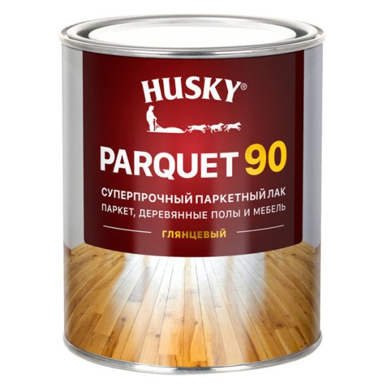 Лак уретано-алкидный паркетный HUSKY PARQUET 90 0,9л глянцевый, арт.30150