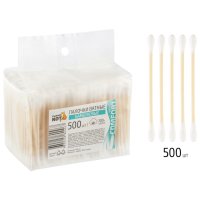 Палочки гигиенические РЫЖИЙ КОТ бамбук 500шт полиэтилен