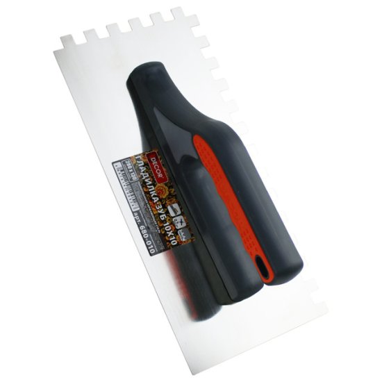 Гладилка DECOR нержавеющая сталь 280х130мм зуб 10х10мм, арт.680-010