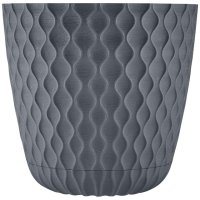 Горшок для цветов InGreen Wave с дренажной сеткой и съемным поддоном 10л d270мм вулканический серый