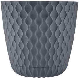 Горшок для цветов InGreen Wave с дренажной сеткой и съемным поддоном 10л d270мм вулканический серый