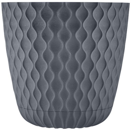 Горшок для цветов InGreen Wave с дренажной сеткой и съемным поддоном 10л d270мм вулканический серый
