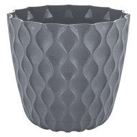 Горшок для цветов InGreen Wave с дренажной сеткой и съемным поддоном 2,5л d175мм вулканический серый
