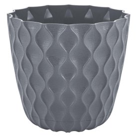 Горшок для цветов InGreen Wave с дренажной сеткой и съемным поддоном 2,5л d175мм вулканический серый