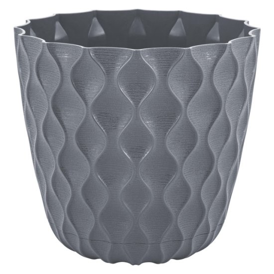 Горшок для цветов InGreen Wave с дренажной сеткой и съемным поддоном 2,5л d175мм вулканический серый
