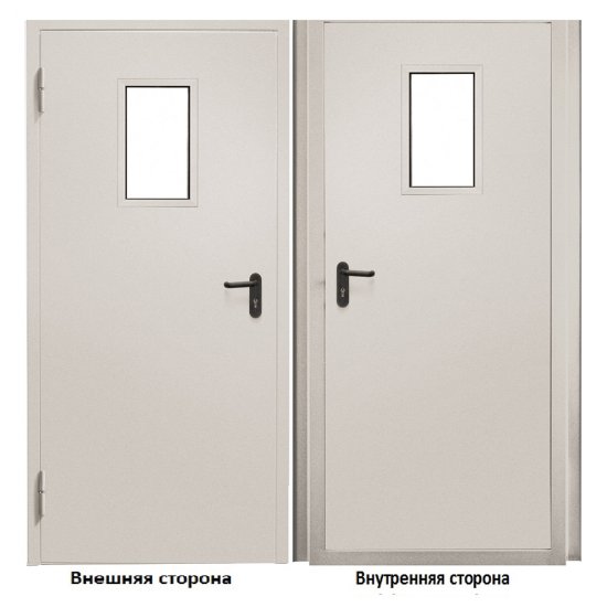 Дверь противопожарная Промет ДПС-EIS-60 со стеклом левая серый RAL 7035 950х2050 мм
