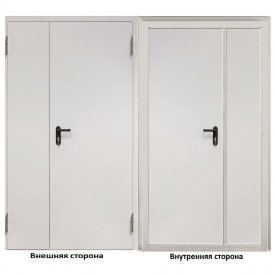 Дверь противопожарная двухстворчатая Промет ДП-2-EIS-60 глухая правая серый RAL 7035 1250х2050 мм