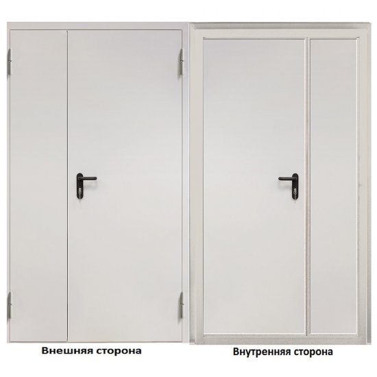 Дверь противопожарная двухстворчатая Промет ДП-2-EIS-60 глухая правая серый RAL 7035 1250х2050 мм