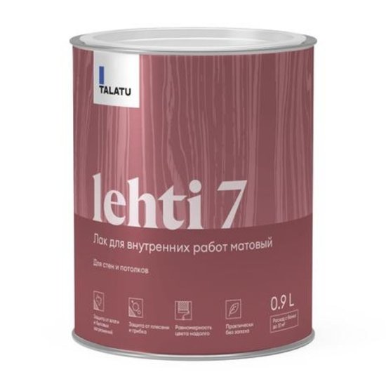 Лак в/д TALATU Lehti 7 для стен и потолков матовый 0,9 л бесцветный, арт. S1213003001