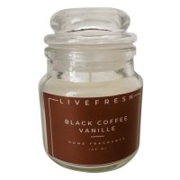 Cвеча в банке LIVEFRESH Черный кофе, ваниль 6х8см 40ч/г ароматизированная