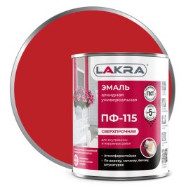 Эмаль алкидная ЛАКРА ПФ-115 красная 1кг, арт.0007726