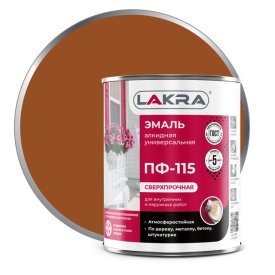 Эмаль алкидная ЛАКРА ПФ-115 коричневая 1кг, арт.0007717