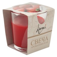 Свеча в стакане Lumi Клубника 8х8см 16ч/г ароматизированная