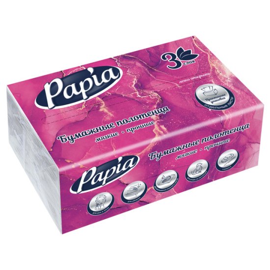 Полотенца бумажные PAPIA V-fold 3-слойные 1шт