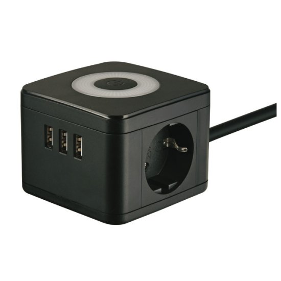 Удлинитель c USB UNIEL S-GCD2-1,5SBU черный