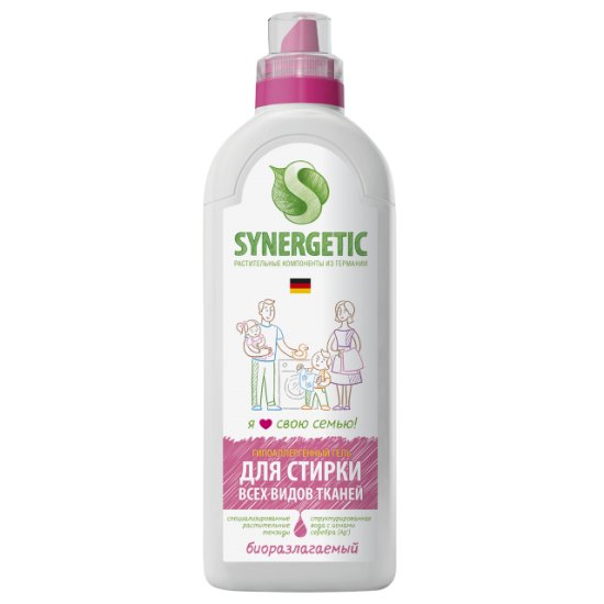 Гель для стирки SYNERGETIC для всех видов тканей 1л