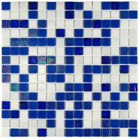 Мозаика стеклянная BONAPARTE Indigo 32,7x32,7x0,4 полуглянцевый бело-синий микс