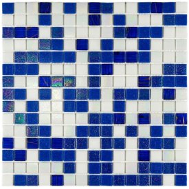 Мозаика стеклянная BONAPARTE Indigo 32,7x32,7x0,4 полуглянцевый бело-синий микс