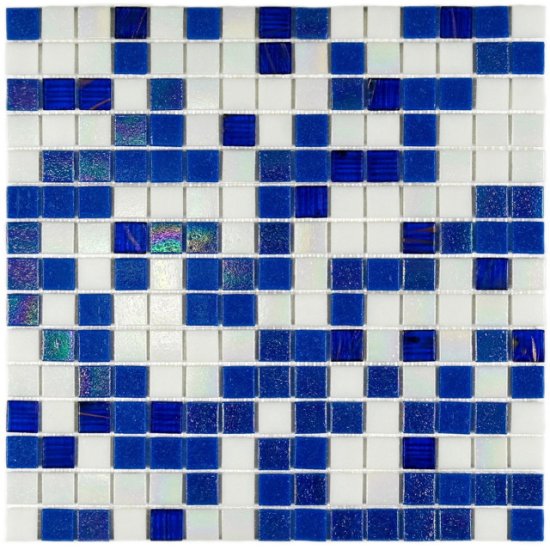 Мозаика стеклянная BONAPARTE Indigo 32,7x32,7x0,4 полуглянцевый бело-синий микс