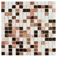 Мозаика стеклянная BONAPARTE Active 32,7x32,7x0,4 полуглянцевый бело-коричневый микс