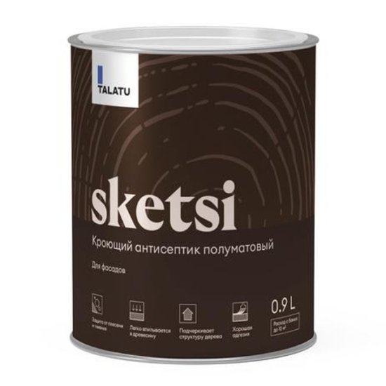 Антисептик кроющий TALATU Sketsi База С для защиты деревянных фасадов 0,9 л бесцв.,арт.S1215003001