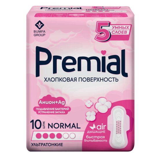 Прокладки PREMIAL Анион+Ag Normal 10шт