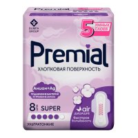 Прокладки PREMIAL Анион+Ag Super 8шт