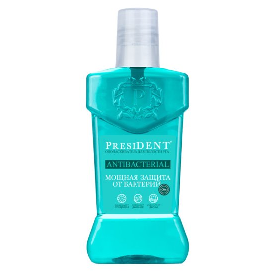 Ополаскиватель для полости рта PRESIDENT Antibacterial Мощная Защита 250мл